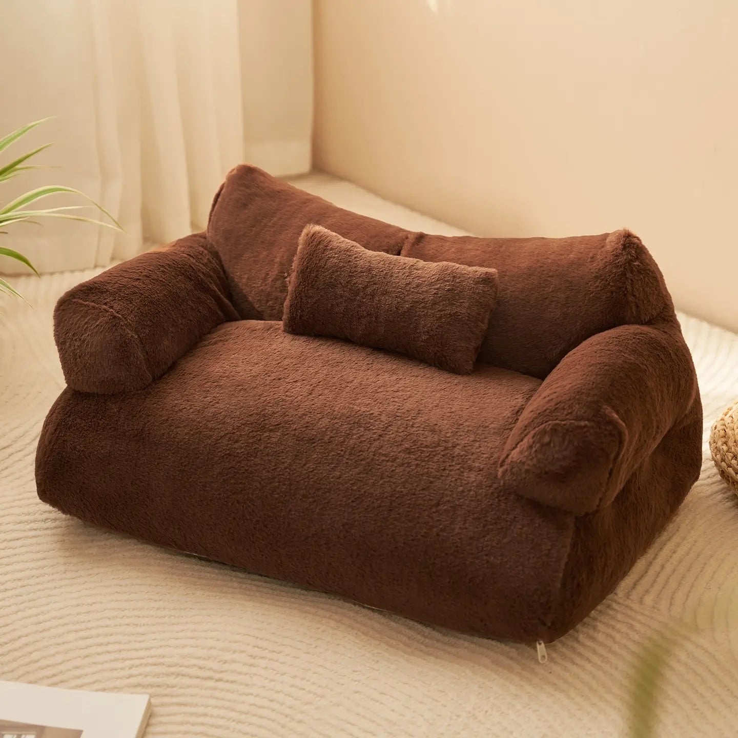 All-Season Pet Sofa Bed, Ultra-Soft Warm Dog/Cat Bed with Washable Removable Cover and Non-Slip Bottom, Suitable for Small to Medium Pets
