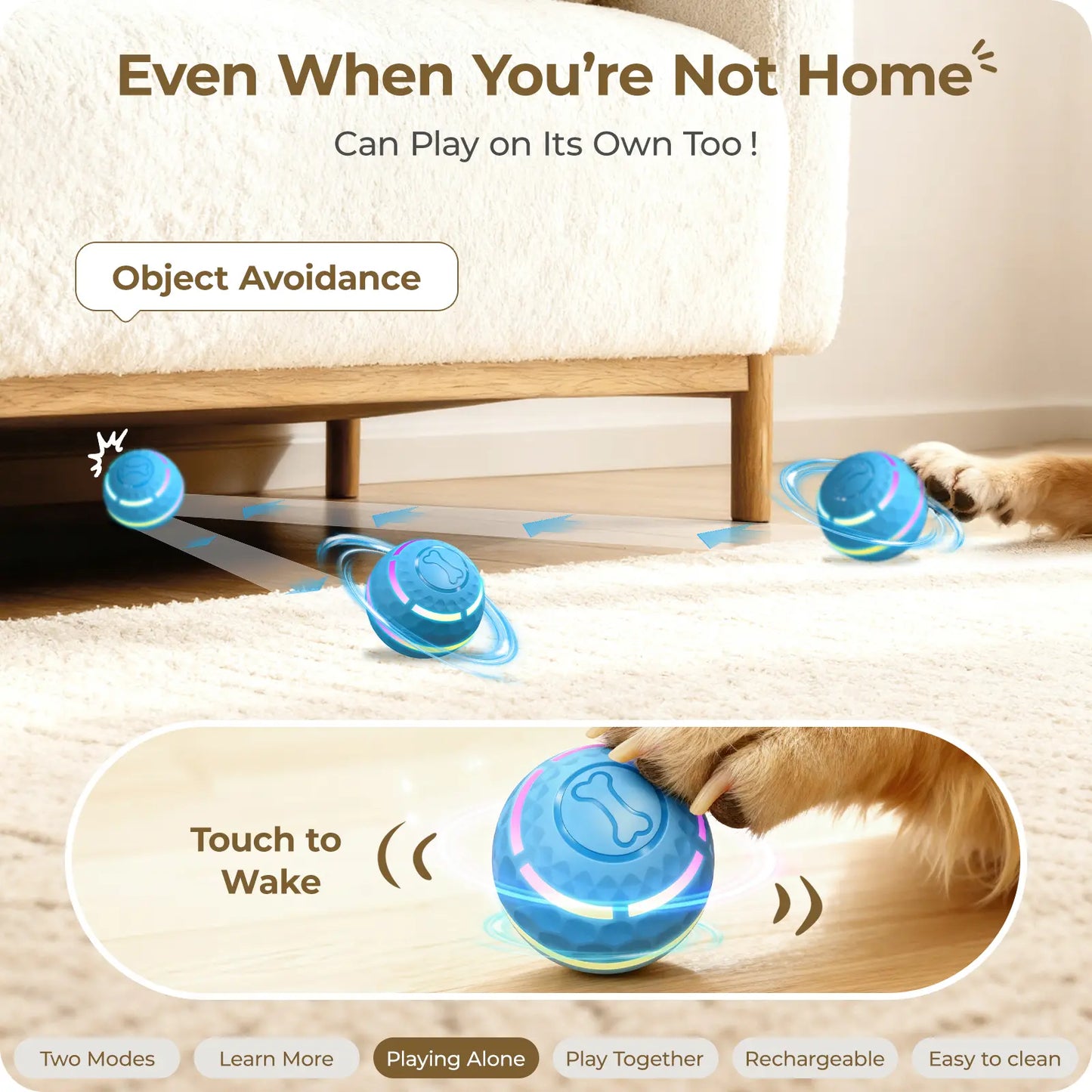 Apasiri Interactive Vibrating Dog Ball Toy, USB Rechargeable Automatic Chew Ball for Dogs and Cats, Suitable for Small, Medium, and Large Breeds, Available in 3.15In and 3.74In Sizes