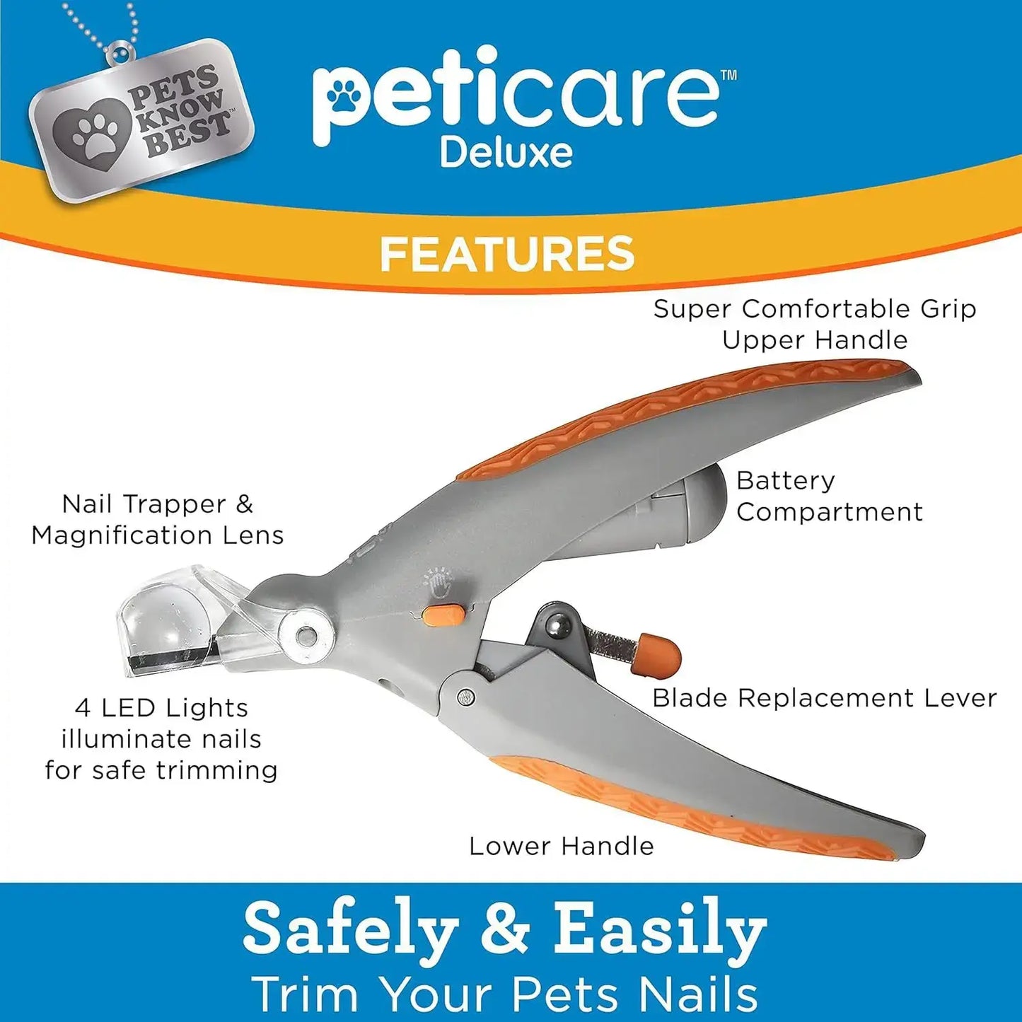 Ecmikk 4-in-1 Comprehensive Pet Grooming Tool: LED Nail Clipper, Quiet Nail Catcher, Precision Blade, Nail File & Safety Guard for Stress-Free Trimming - Electric Dual-Purpose Silent Trimmer with Safety Insulating Card