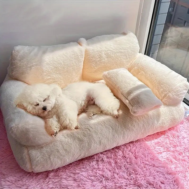 All-Season Pet Sofa Bed, Ultra-Soft Warm Dog/Cat Bed with Washable Removable Cover and Non-Slip Bottom, Suitable for Small to Medium Pets