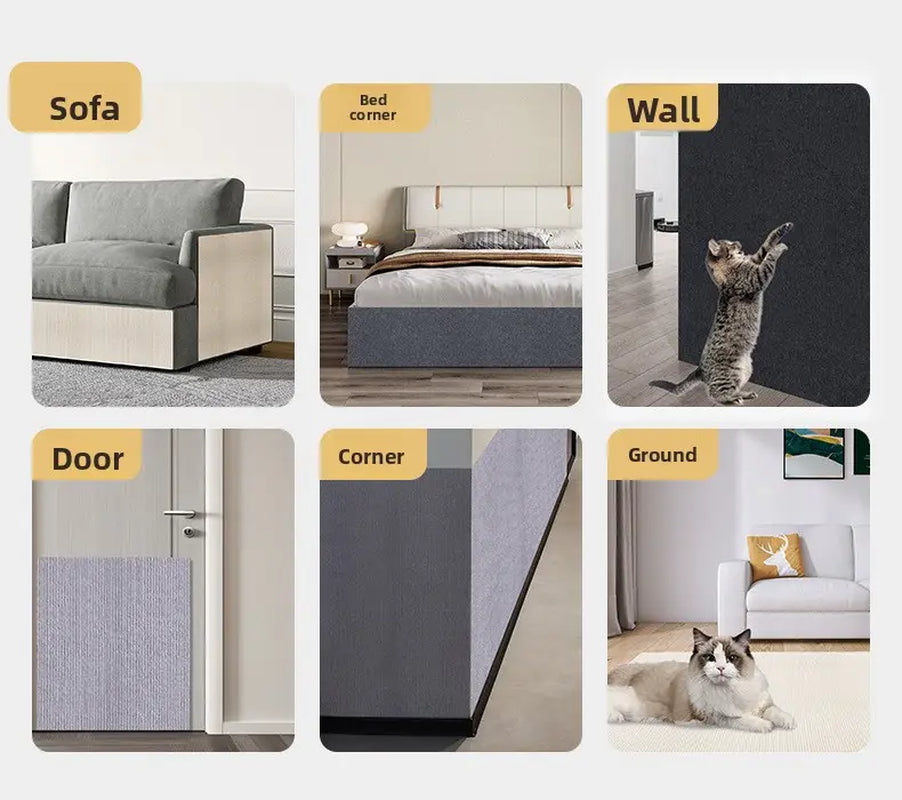 Cat Scratch Furniture Protector - Self-Adhesive Anti-Scratch Couch Shield, Durable and Trimmable Scratching Pad for Sofas, Walls, and Doors