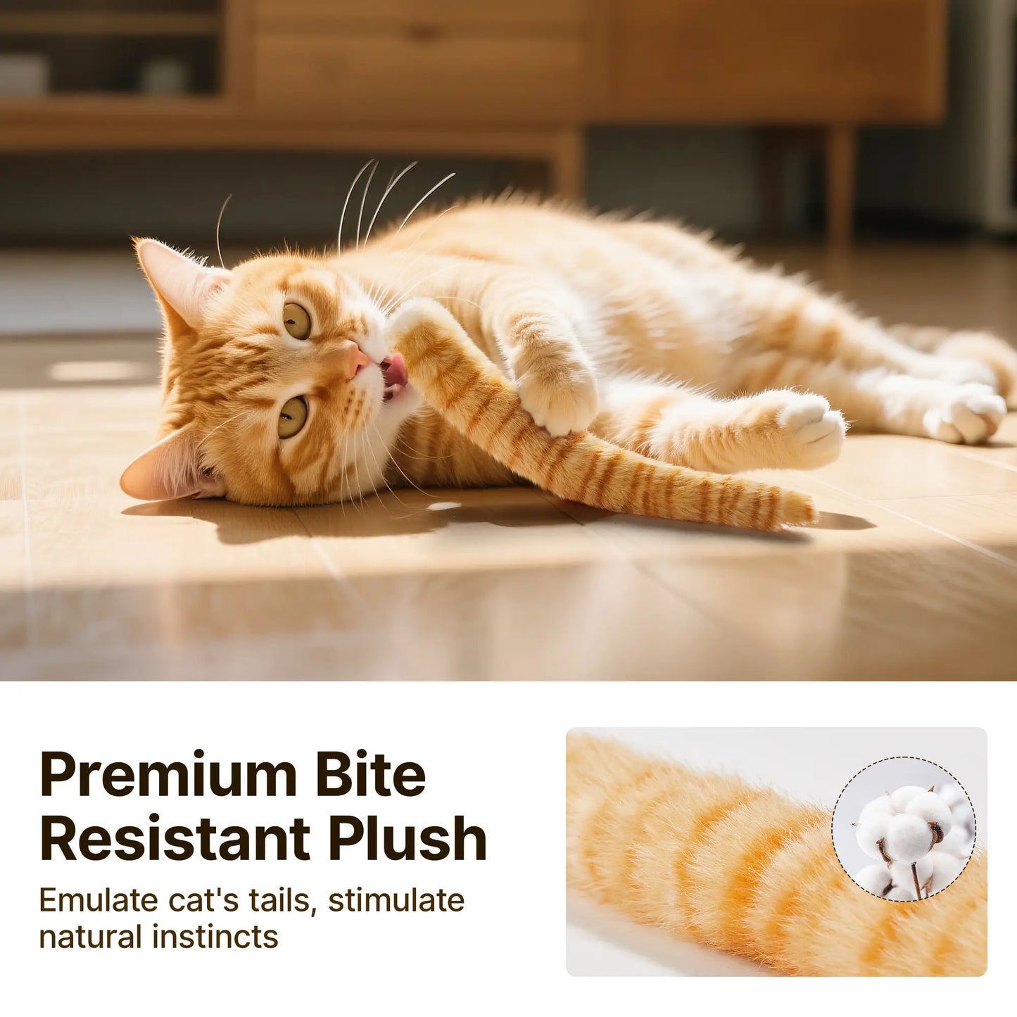 Potaroma Realistic Tail Simulation Cat Toys, Set of 3, Plush Durable Design with Crinkle Sound, Interactive Indoor Kicker for Kitten Exercise, 9.8 Inches