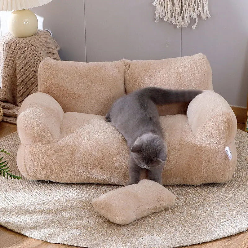 All-Season Pet Sofa Bed, Ultra-Soft Warm Dog/Cat Bed with Washable Removable Cover and Non-Slip Bottom, Suitable for Small to Medium Pets