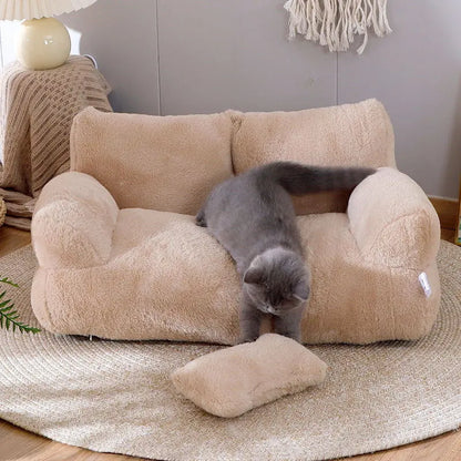 All-Season Pet Sofa Bed, Ultra-Soft Warm Dog/Cat Bed with Washable Removable Cover and Non-Slip Bottom, Suitable for Small to Medium Pets