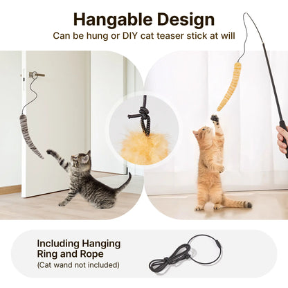 Potaroma Realistic Tail Simulation Cat Toys, Set of 3, Plush Durable Design with Crinkle Sound, Interactive Indoor Kicker for Kitten Exercise, 9.8 Inches