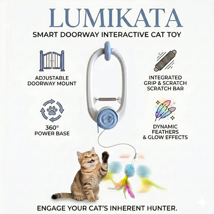 Interactive Cat Toys for Indoor Cats, Automatic Electric Flying Bird Feather Wand Toy, Best Kitten & Adult Cat Enrichment Toy Hanging Electric Kitty Toys for Bored Cats, Light Blue