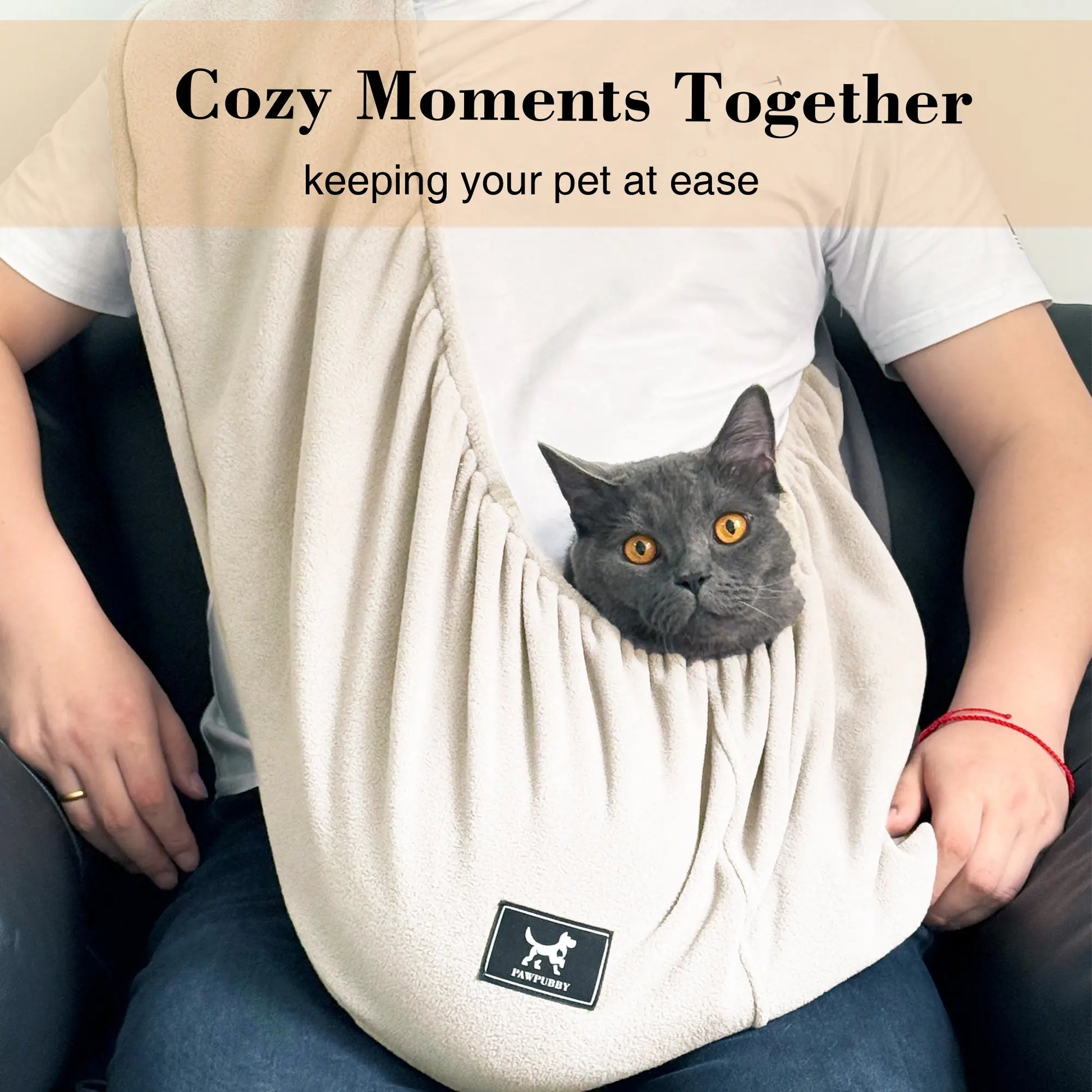 PAWPUBBY Cuddler Cat Sling Carrier - Soft Fleece Fabric, Comfortable for Pets up to 18 lbs, Ideal for Home Use with Harnesses and Collars, Breathable Design