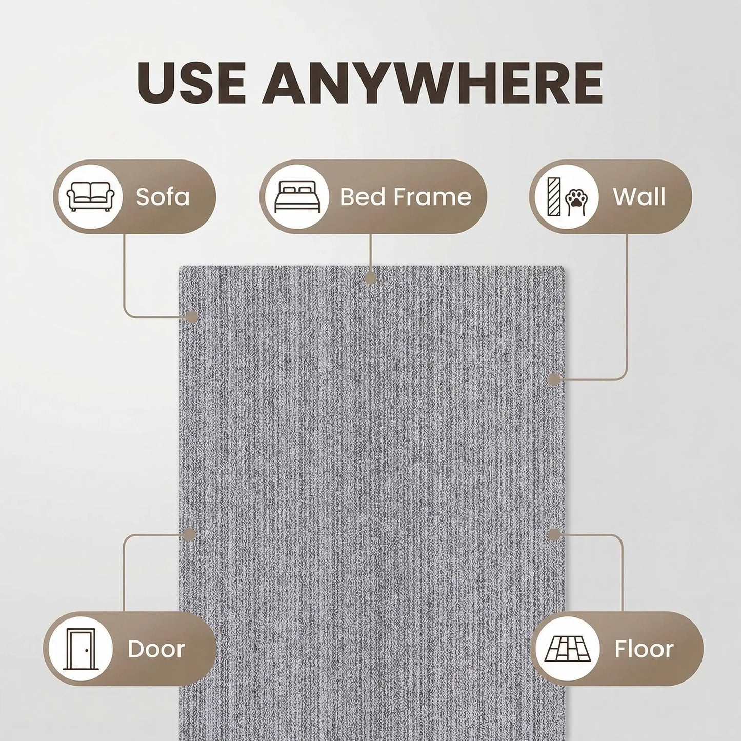 Cat Scratch Furniture Protector - Self-Adhesive Anti-Scratch Couch Shield, Durable and Trimmable Scratching Pad for Sofas, Walls, and Doors
