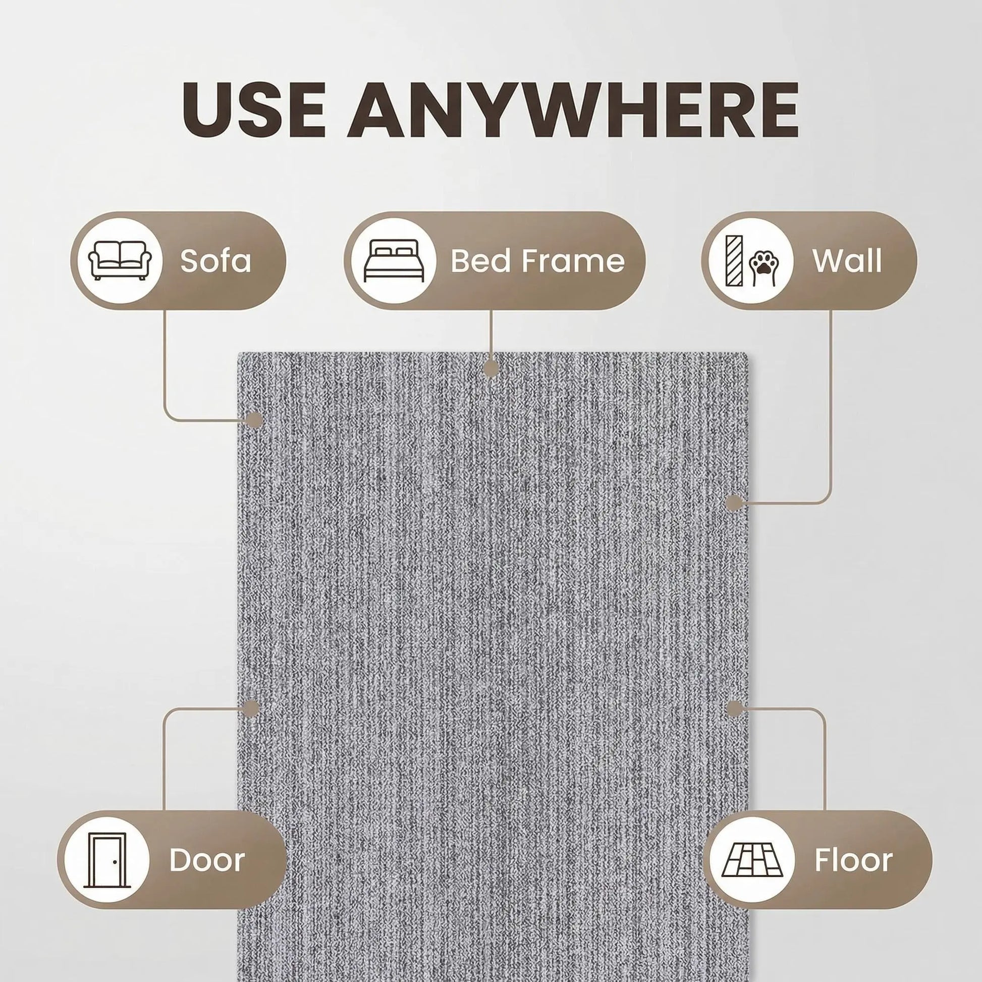 Cat Scratch Furniture Protector - Self-Adhesive Anti-Scratch Couch Shield, Durable and Trimmable Scratching Pad for Sofas, Walls, and Doors