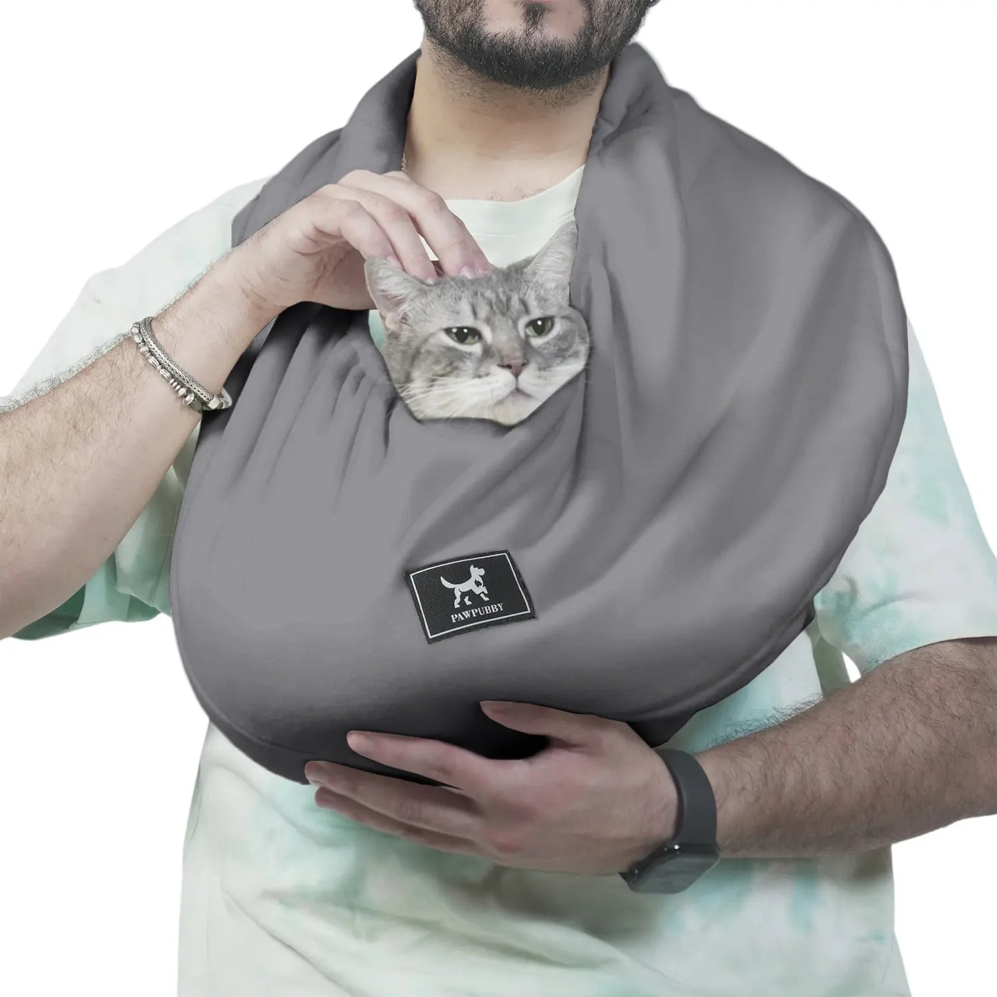 PAWPUBBY Cuddler Cat Sling Carrier - Soft Fleece Fabric, Comfortable for Pets up to 18 lbs, Ideal for Home Use with Harnesses and Collars, Breathable Design