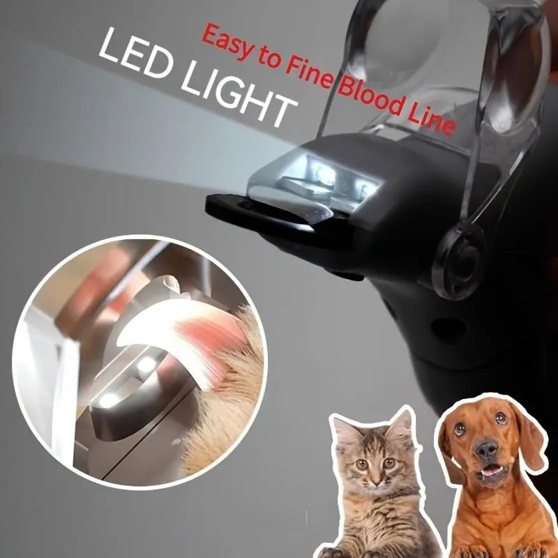 Ecmikk 4-in-1 Comprehensive Pet Grooming Tool: LED Nail Clipper, Quiet Nail Catcher, Precision Blade, Nail File & Safety Guard for Stress-Free Trimming - Electric Dual-Purpose Silent Trimmer with Safety Insulating Card