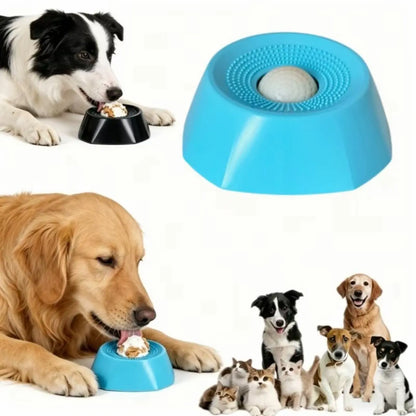Professional Pet Slow Feeder Puzzle Bowl for Dogs and Cats, Large Capacity Liquid Snack Holder with Tongue Cleaning Feature, No-Spill Design for Bone Broth and Yogurt, Multi-Functional Rolling Feeder