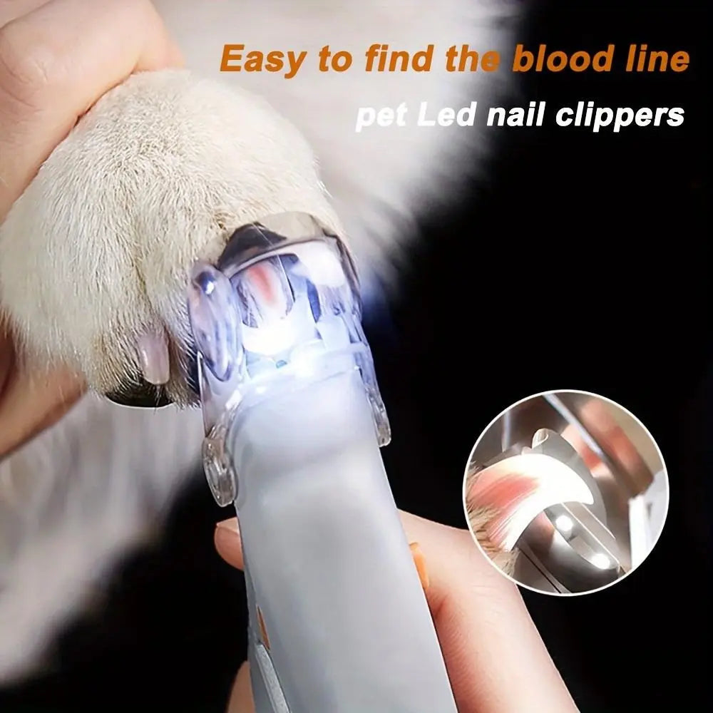 Ecmikk 4-in-1 Comprehensive Pet Grooming Tool: LED Nail Clipper, Quiet Nail Catcher, Precision Blade, Nail File & Safety Guard for Stress-Free Trimming - Electric Dual-Purpose Silent Trimmer with Safety Insulating Card