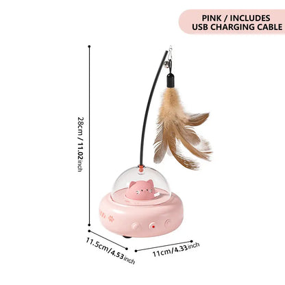 Hands-Free Automatic Cat Laser & Feather Toy – Motion Activated Self-Play Wand, Indoor Fun for Curious Cats