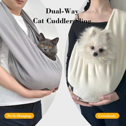 PAWPUBBY Cuddler Cat Sling Carrier - Soft Fleece Fabric, Comfortable for Pets up to 18 lbs, Ideal for Home Use with Harnesses and Collars, Breathable Design
