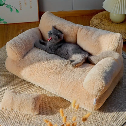 All-Season Pet Sofa Bed, Ultra-Soft Warm Dog/Cat Bed with Washable Removable Cover and Non-Slip Bottom, Suitable for Small to Medium Pets