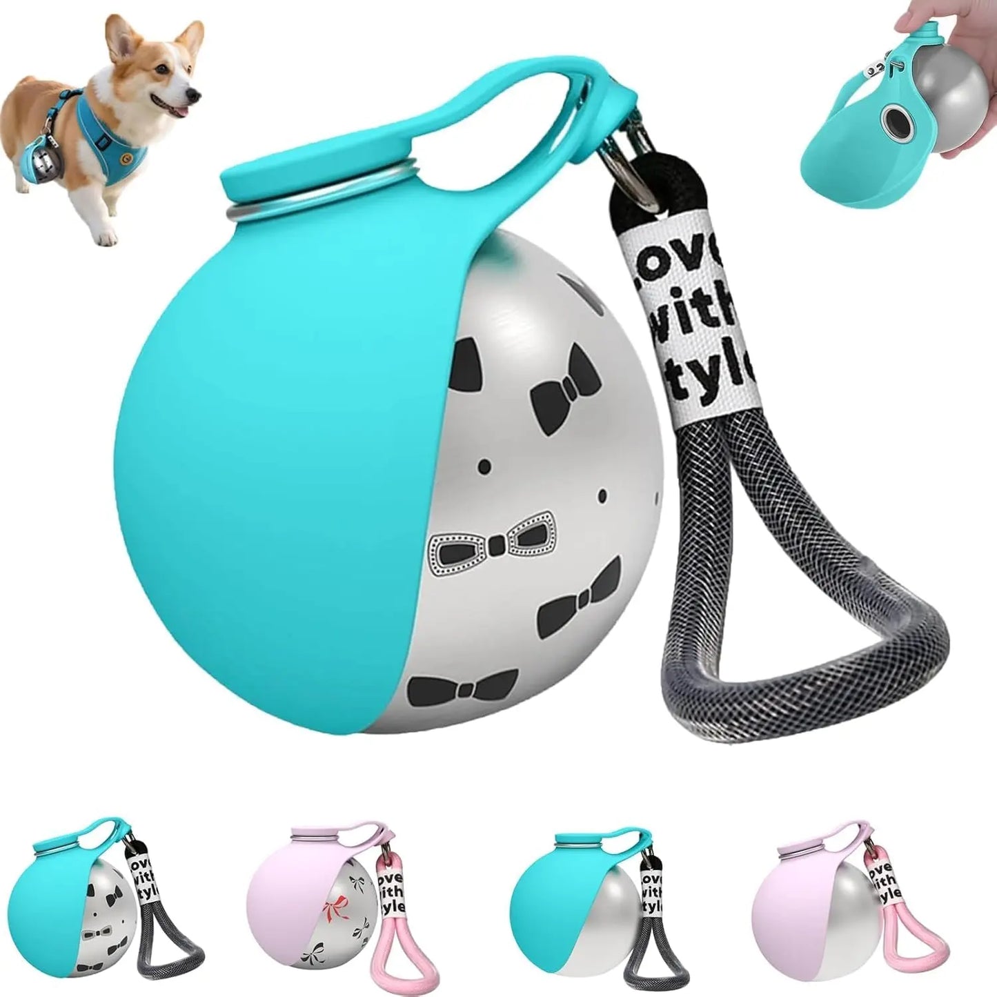 2-In-1 Portable Dog Water Bottle with Foldable Silicone Bowl, Bpa-Free Stainless Steel Pet Tumbler, Leak-Proof Travel Water Dispenser for Walking & Hiking (10Oz, Pink)