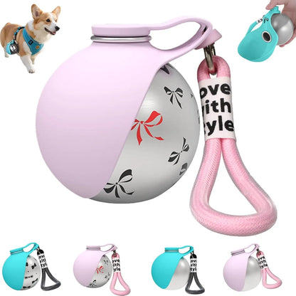 2-In-1 Portable Dog Water Bottle with Foldable Silicone Bowl, Bpa-Free Stainless Steel Pet Tumbler, Leak-Proof Travel Water Dispenser for Walking & Hiking (10Oz, Pink)