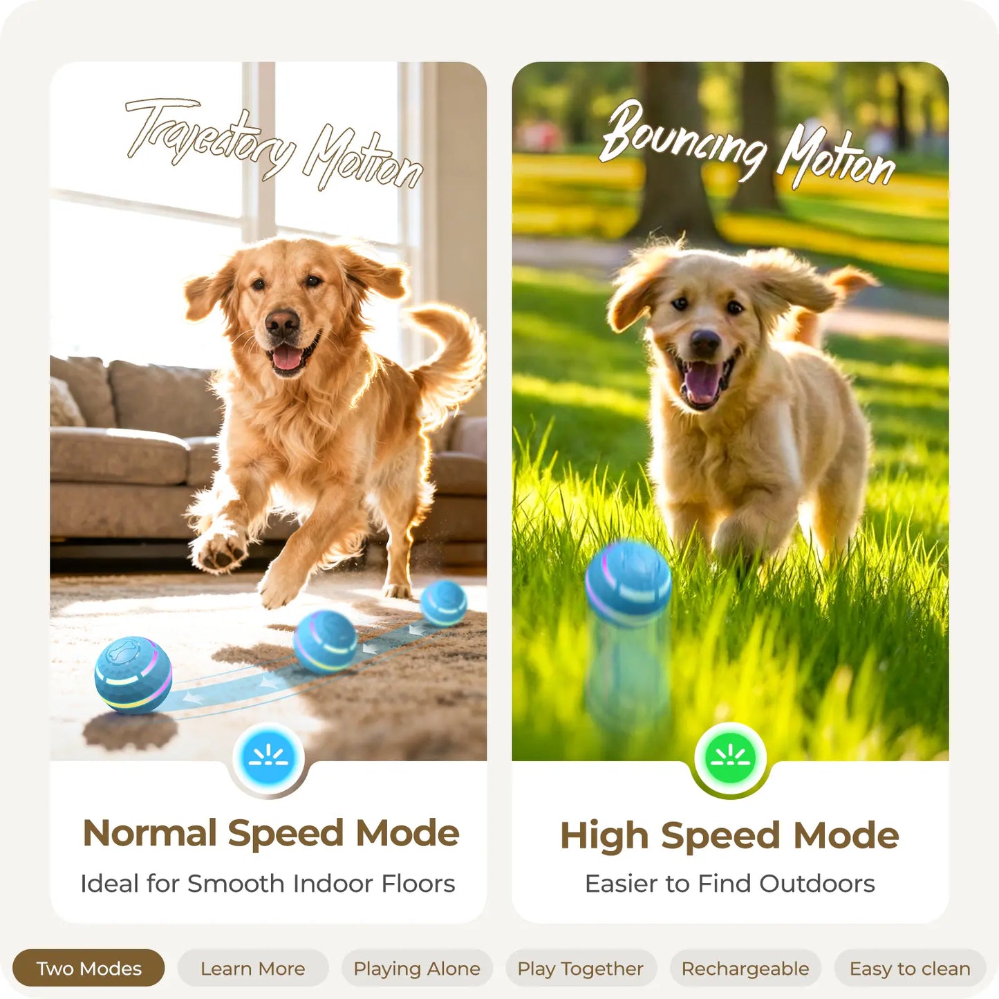 Apasiri Interactive Vibrating Dog Ball Toy, USB Rechargeable Automatic Chew Ball for Dogs and Cats, Suitable for Small, Medium, and Large Breeds, Available in 3.15In and 3.74In Sizes