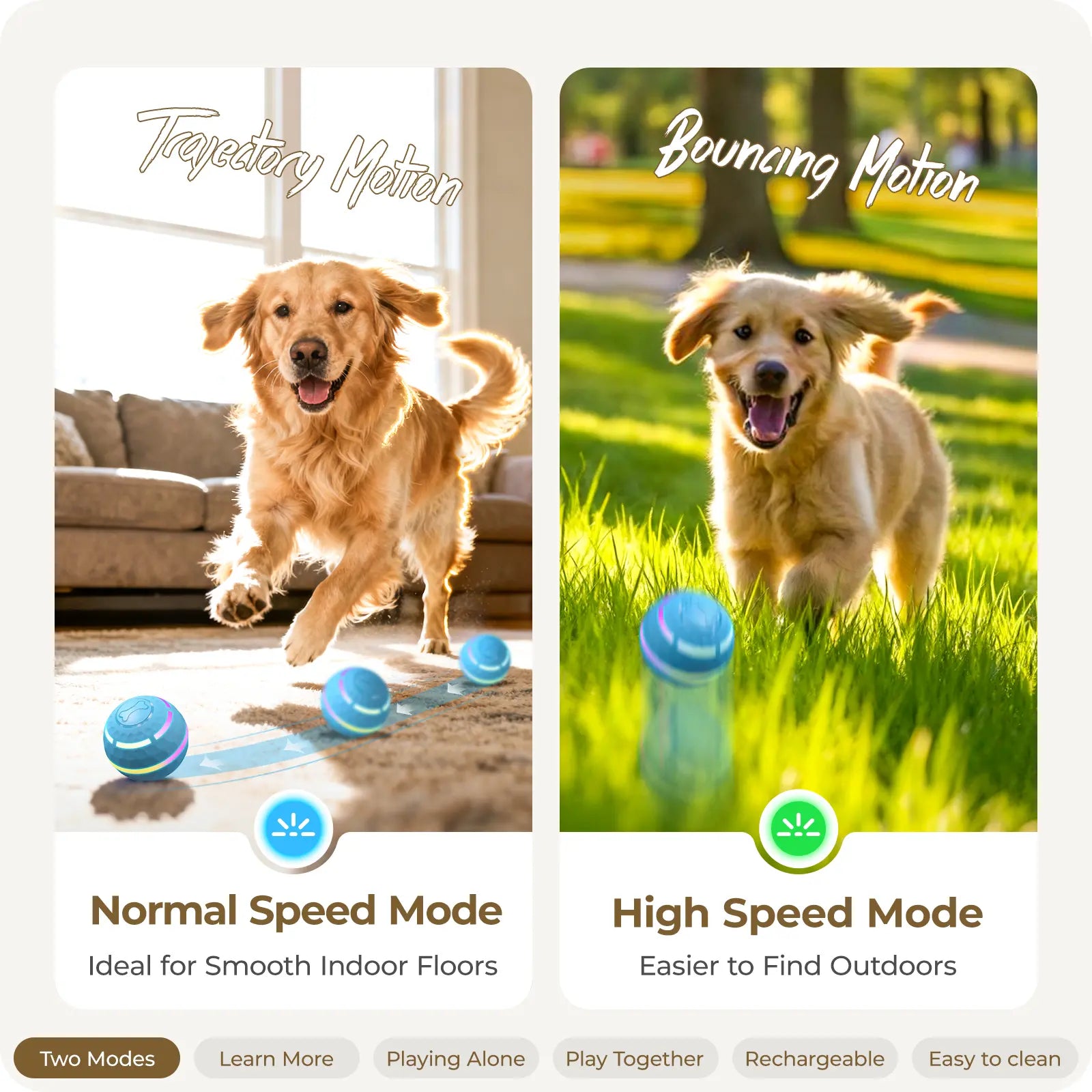Apasiri Interactive Vibrating Dog Ball Toy, USB Rechargeable Automatic Chew Ball for Dogs and Cats, Suitable for Small, Medium, and Large Breeds, Available in 3.15In and 3.74In Sizes