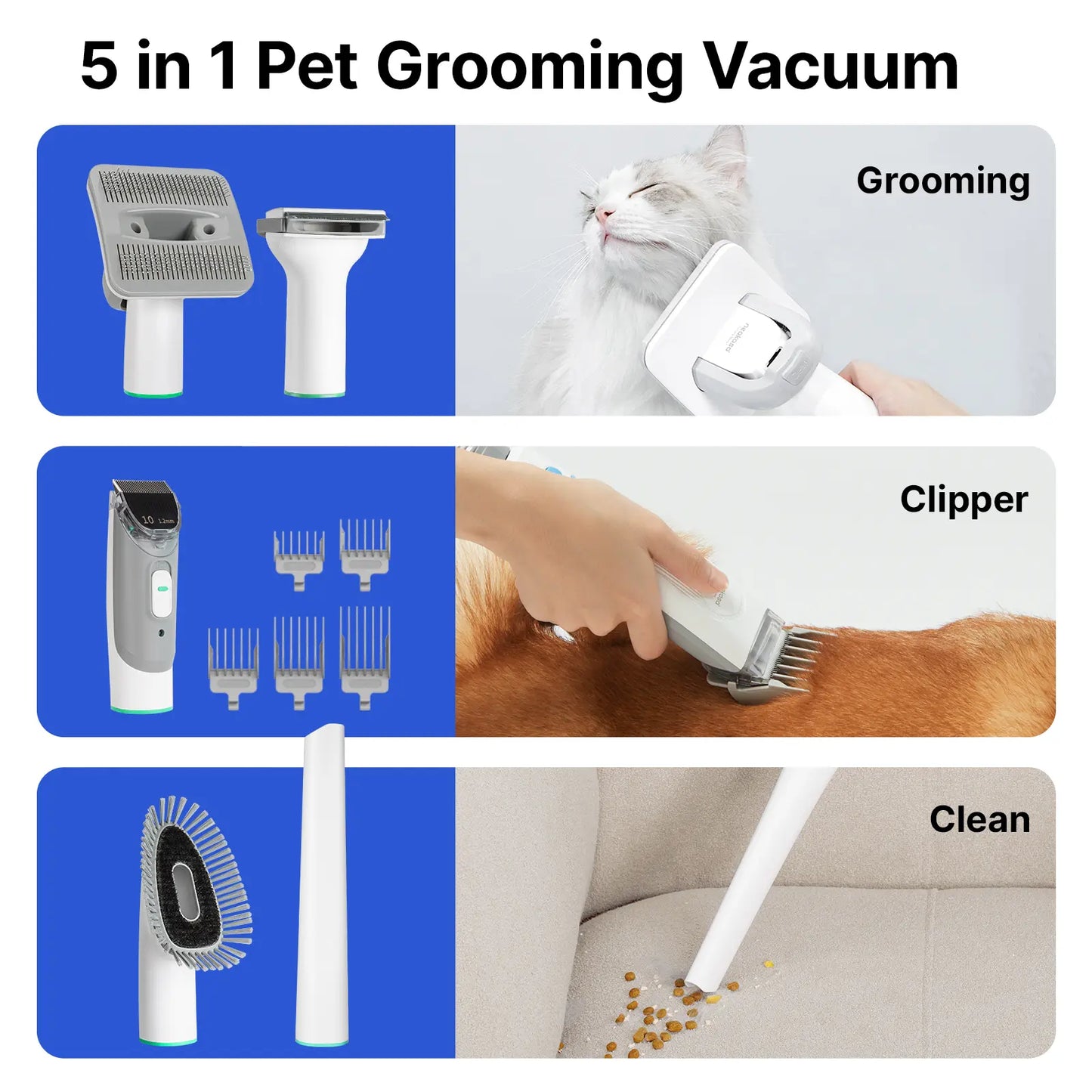 Neakasa P1 Pro Pet Grooming Kit with 99% Vacuum Suction for Pet Hair and 5 Professional Grooming Tools for Dogs, Cats, and Other Animals